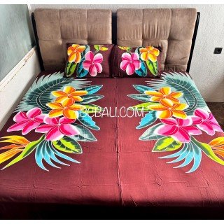 Hot Sale Bedsheet Hand Painted Floral Design by Balinese Artisans